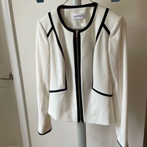 Calvin Klein Ivory Blazer with Black Trim, New with Tags, Women’s Size 2